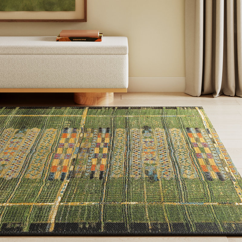 Sesena Multi-Colored Indoor/Outdoor Area Rug, Rectangle 6'6" x 9'4"