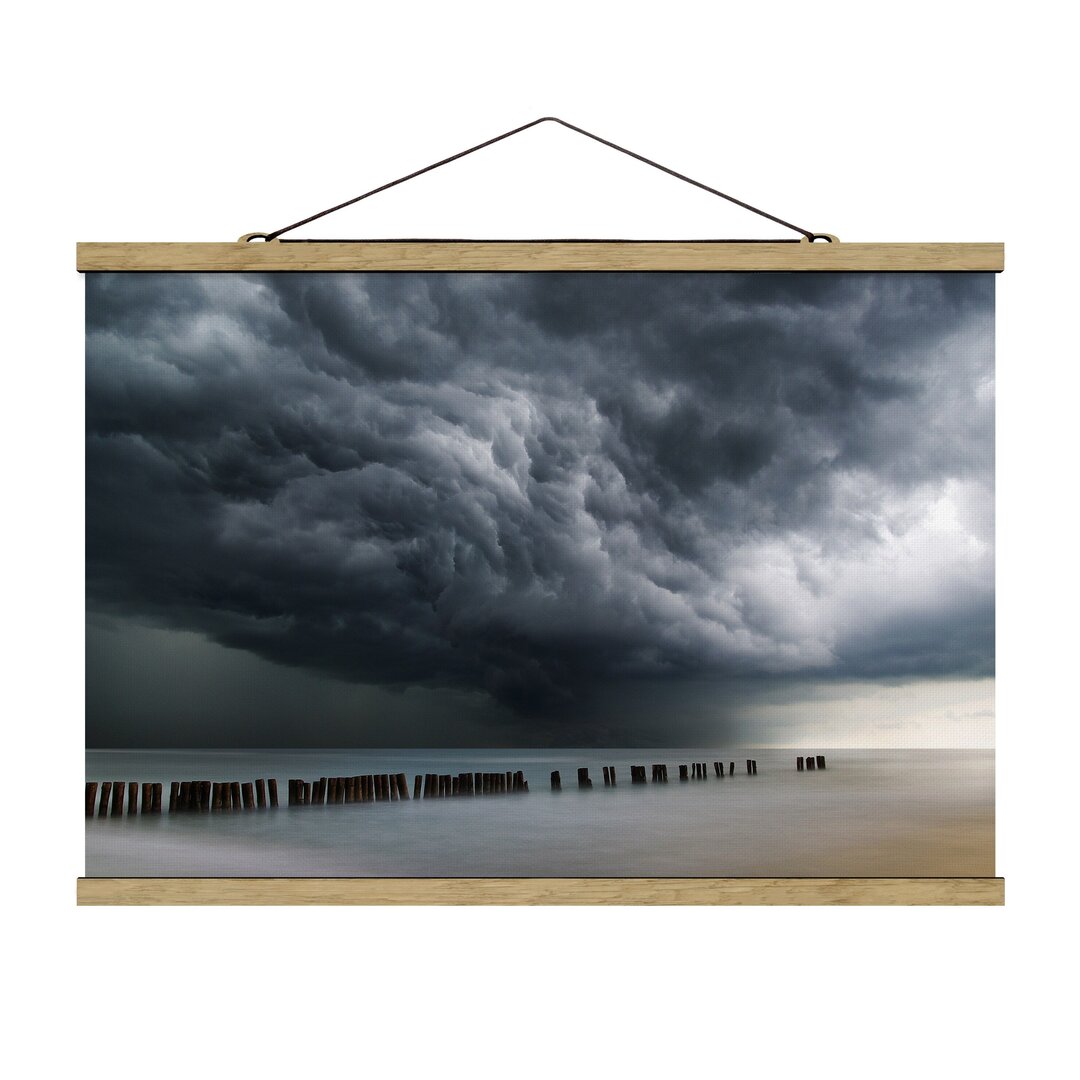 Stoffbild mit Plakatstreifen - Sturmwolken über der Ostsee - Landschaft 2:3