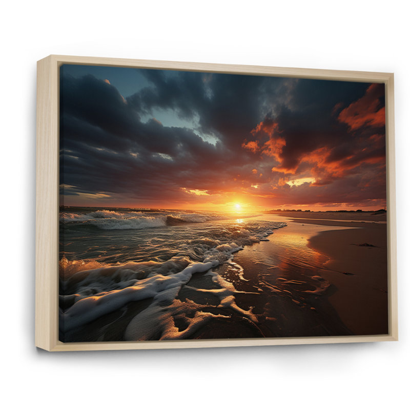 " Beach Photo Golden Sands XXV ", 34" H x 44" W x 1.5" D, Natural Floater Framed