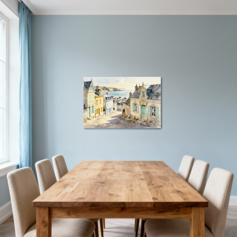 Scénique et paysage urbain de bord de mer, H 12 po x l 18 po