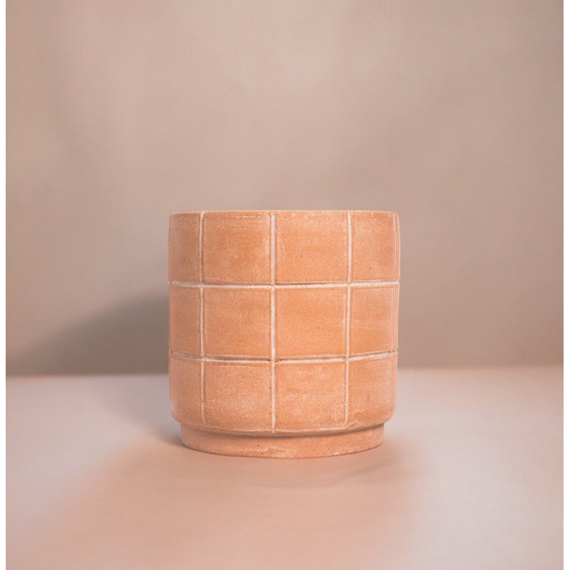 Grid Small Terracotta Planter, 9.5" H x 9.5" W x 8.5" D