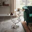 Table décorative à deux niveaux 26 x 16 x 30 po avec motif floral argent et or