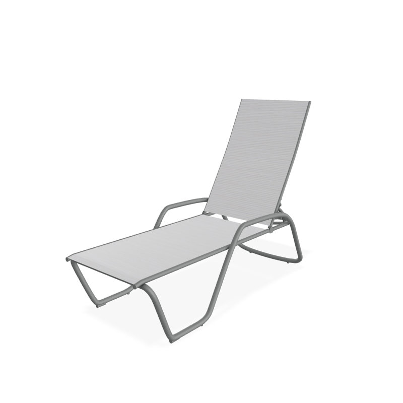Outdoor Rust-Resistant Metal Chaise Lounge, Textured Graphite, Abalone