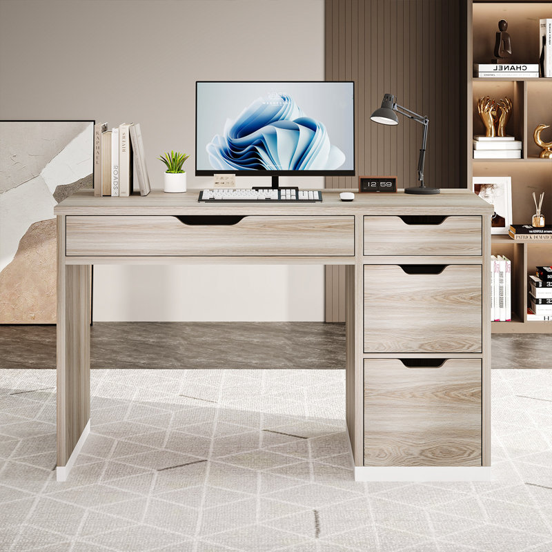 Bureau d'ordinateur à 4 tiroirs, Noyer, H 29,5 po x l 47,16 po x P 19,7 po