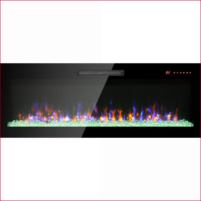 Electric Fireplaces 60 Inch Recessed/Wall-Mounted with Remote, Multi-Color Flame &amp; LED Heater | Tempered Glass+Sheet Metal+Plastic | Vent Free