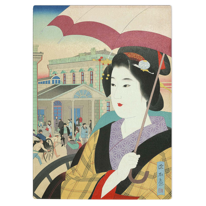 Glass Lady With A Parasol by Ito Shinsui Chopping Board, 39 cm W x 28.5 cm L