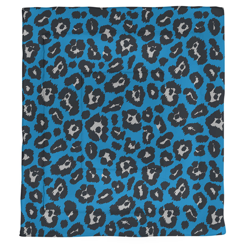 Polyester Animal Print Comforter, King Comforter, Silver/Black/Blue