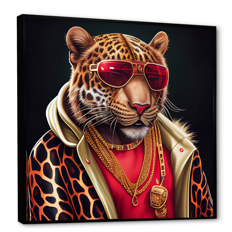 «Fashion Tiger I», reproduction encadrée sur toile, L 36 po x H 36 po, Noir