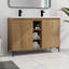 Meuble-lavabo autoportant de 48 pouces avec double lavabo en résine et rangement ouvert triple Brezhane - Design moderne pour une organisation spacieuse