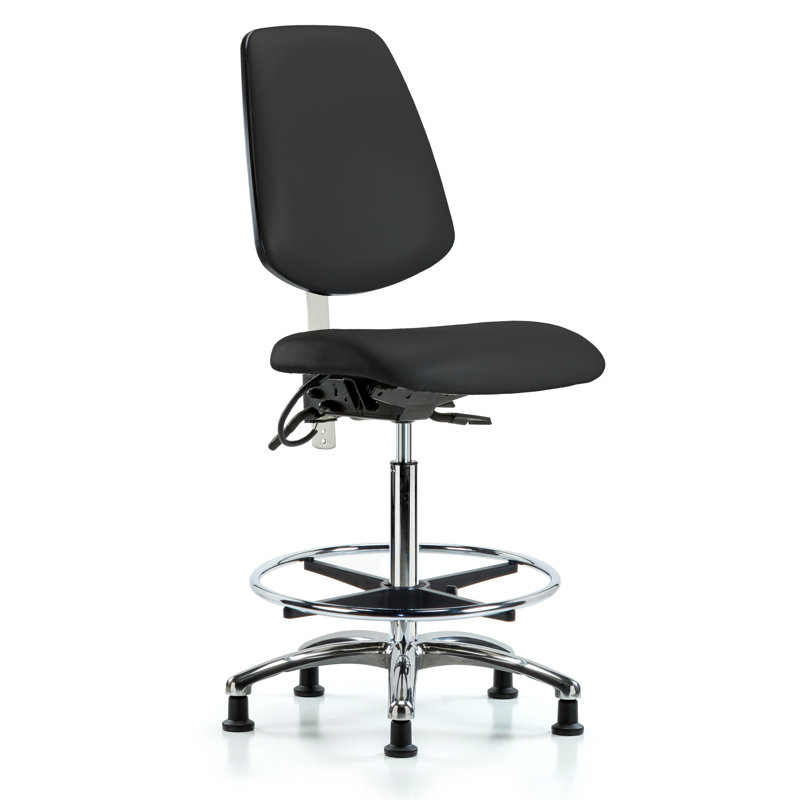 Abigail ESD Vinyl Drafting Chair, Black, Glides, Not Included