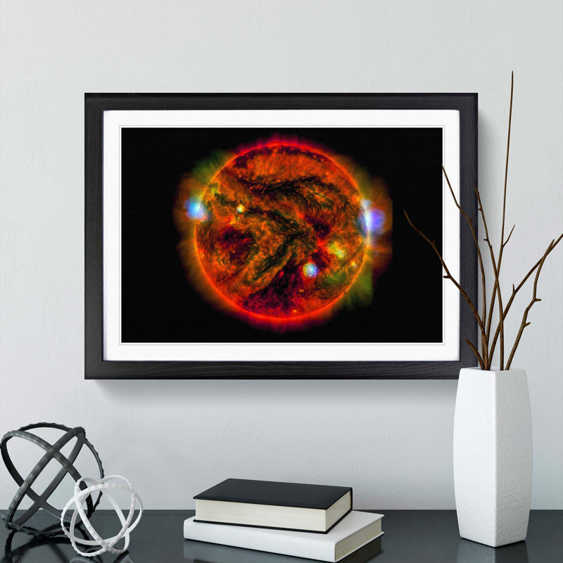 Staring at the Sun in Abstract - Picture Frame Graphic Art Print, Black Framed, 27cm H x 36cm W x 2cm D