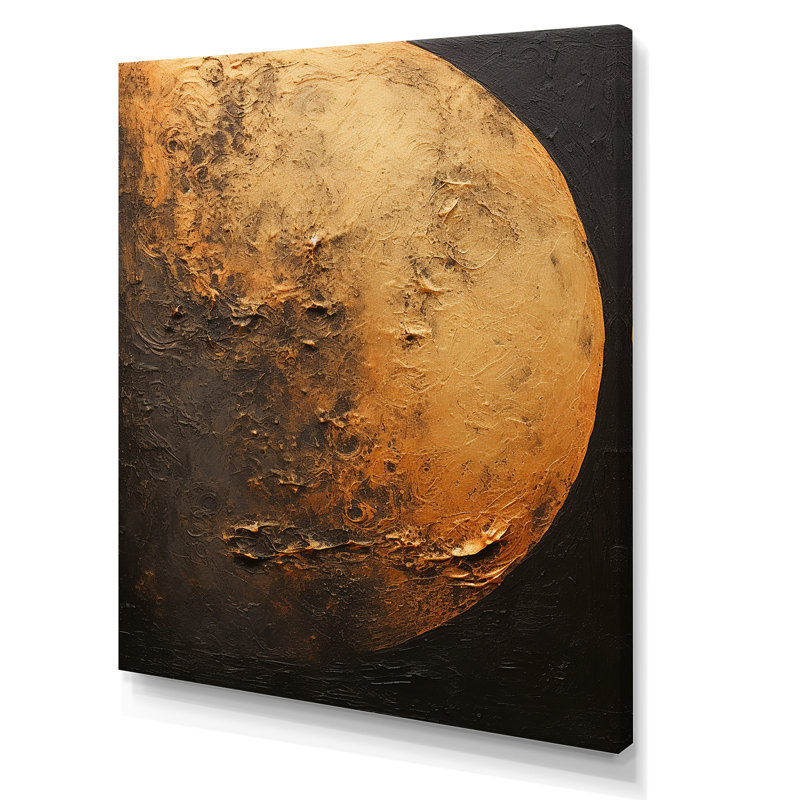 Décoration de lune en bronze I - décoration murale lune, Toile tendue, H 44 po x l 34 po x P 1,5 po