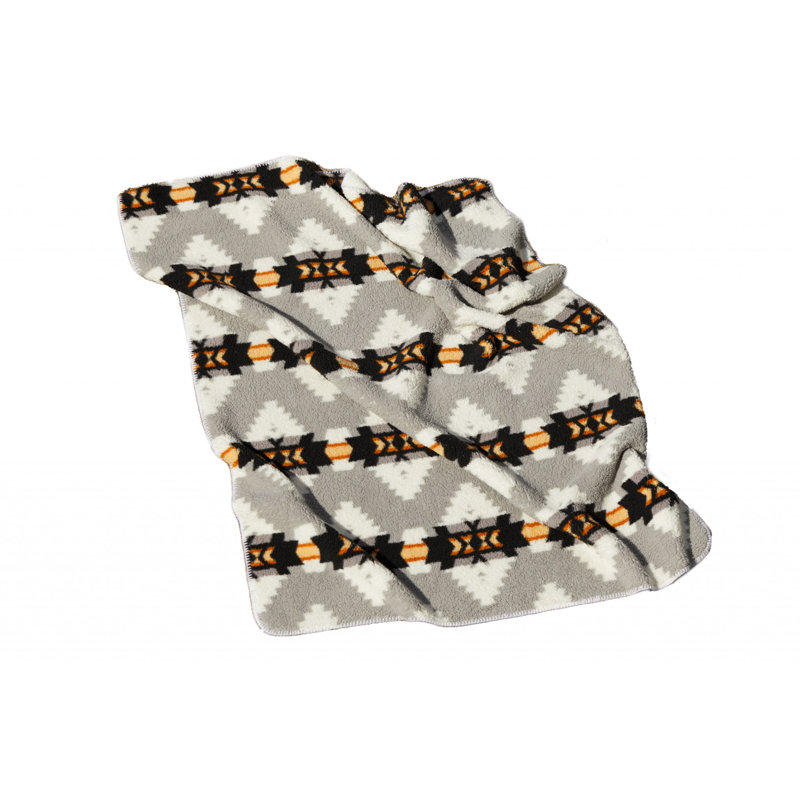 Gray Knitted Sherpa Geometric Reversable Throw