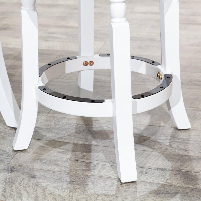 Palmer Lake Bar Stool With 360-Degree Swivel, White Finish, Charcoal Fabric Seat, Durable And Stylish For Modern Kitchens