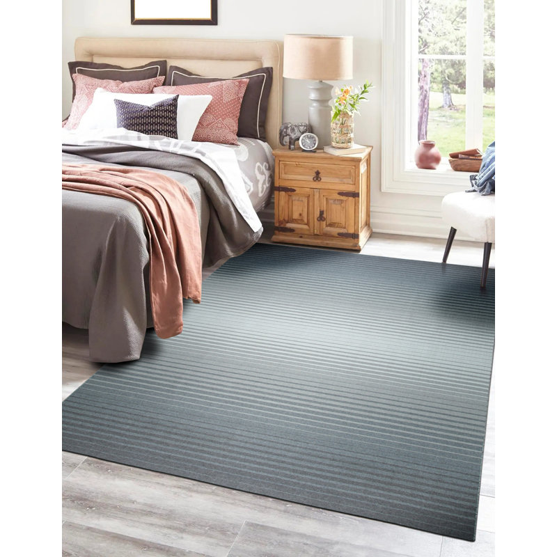 Timeless Comfortable Gray Flatweave Wool Transitional Geometric Hand-Knotted Area Rug, Rectangle 9' x 12'