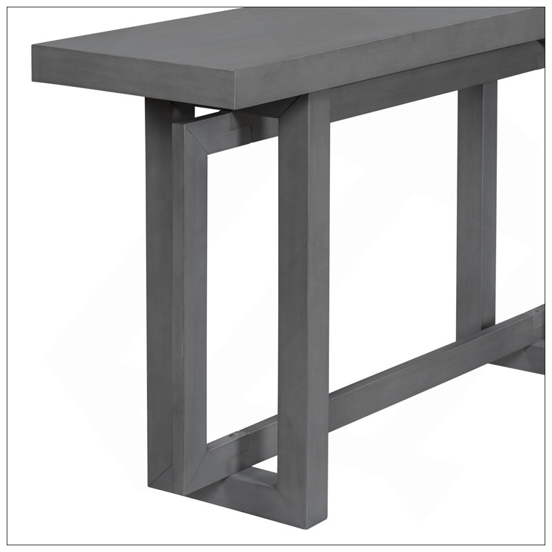 59.1'' Painted Entryway Table With Pine Veneer,Unique Triple Rectangle Design Console Table With Thick Pine Wood Legs,Extra Long Sofa Table Versatile For Hallway, Living Room,Kitchen