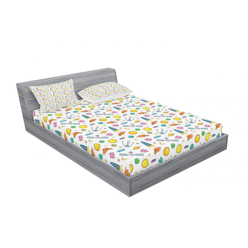 Microfiber Floral Sheet Set, Queen Sheet Set + Fitted Sheet + 2 Pillowcases, Charcoal Gray Floral