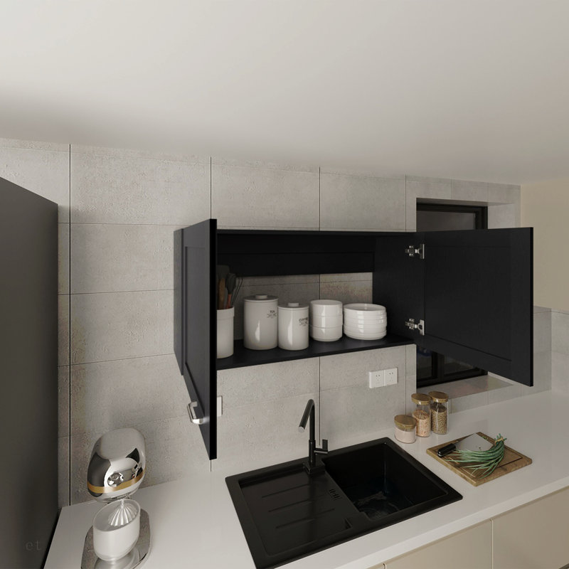 Armoire murale, 2 portes, blanc, Noir
