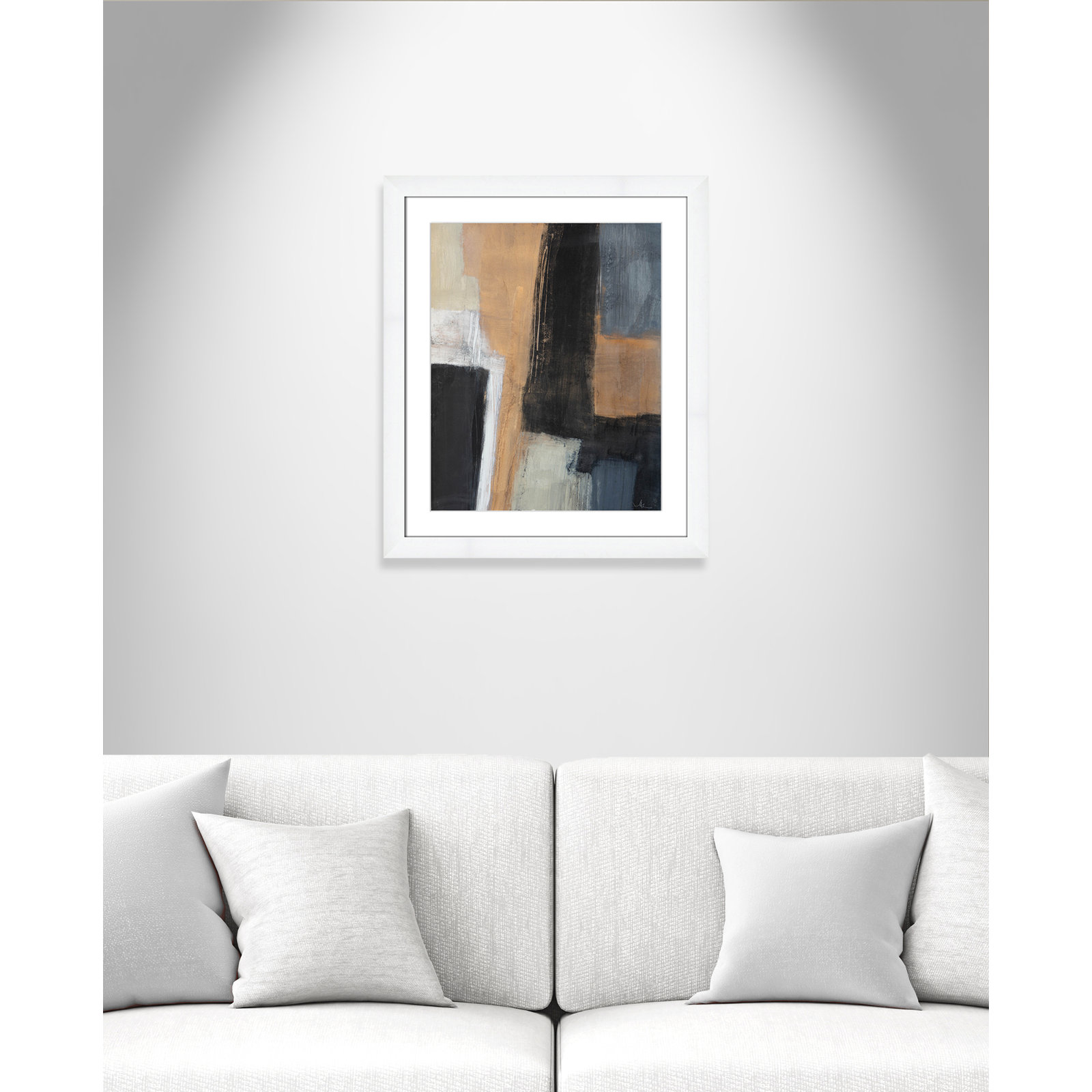 Calderon "Metallic Slate I" Print, 27" H x 23" W x 1.25" D, White Cube Frame Matted
