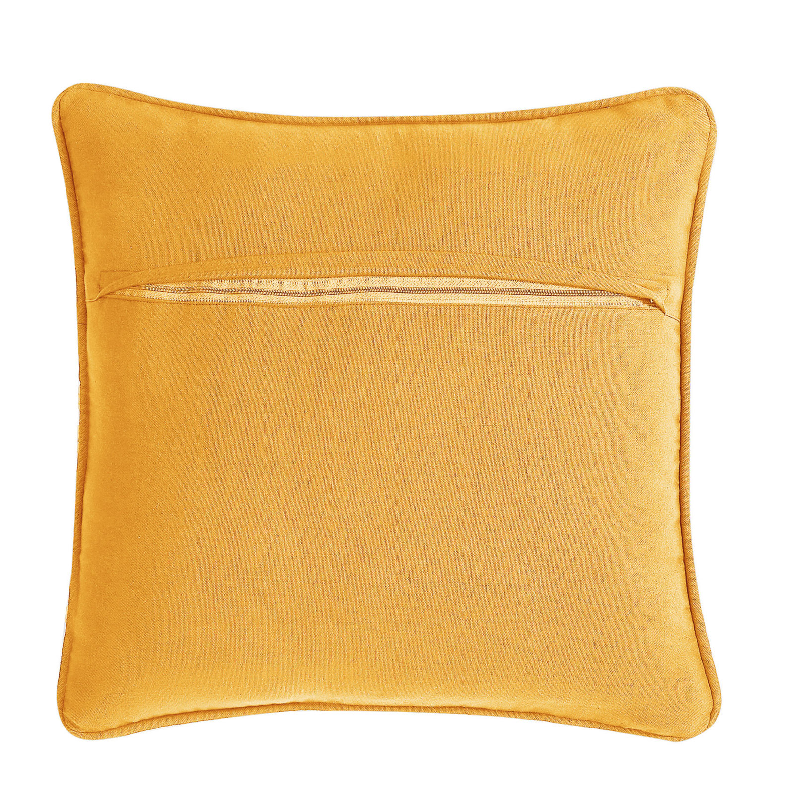 Ablo Textured Cotton Throw Pillow, Square 20", Yellow/Natural