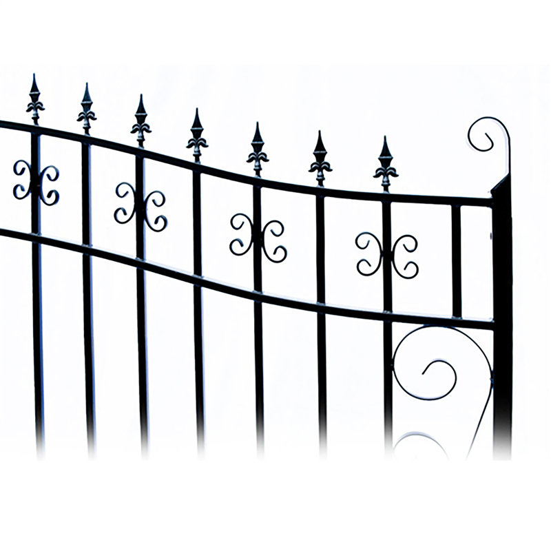Venice Style Black Steel Dual Swing Driveway Gate 18 x 6 ft