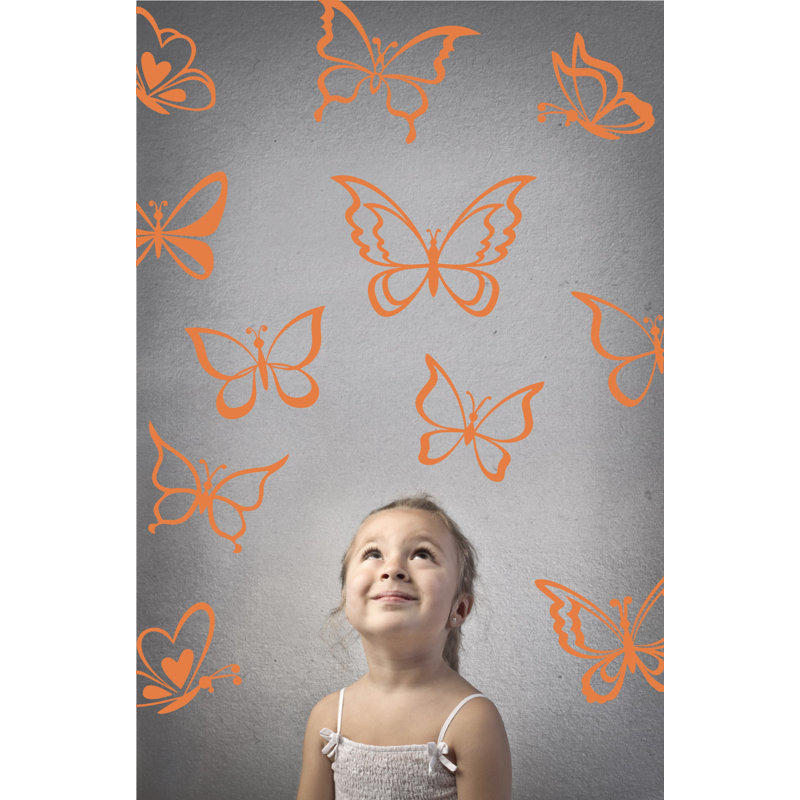 Adhésif décoratif papillon, H 24 po x l 25 po x P 0,01 po, Kaki