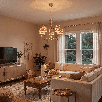 Lustre 5 lumières Ashbury en laiton chaud
