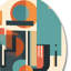 Blue And Orange Minimalistic Symphony III - Minimalism Metal Wall Décor-88599922