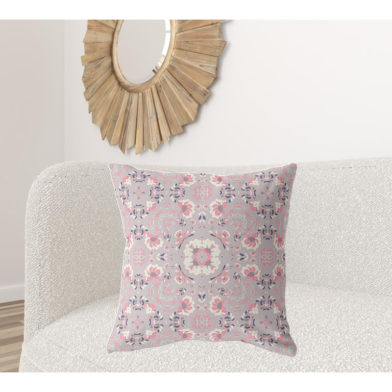 Coussin décoratif 26 po x 26 po Broadcloth, Floral rose pâle