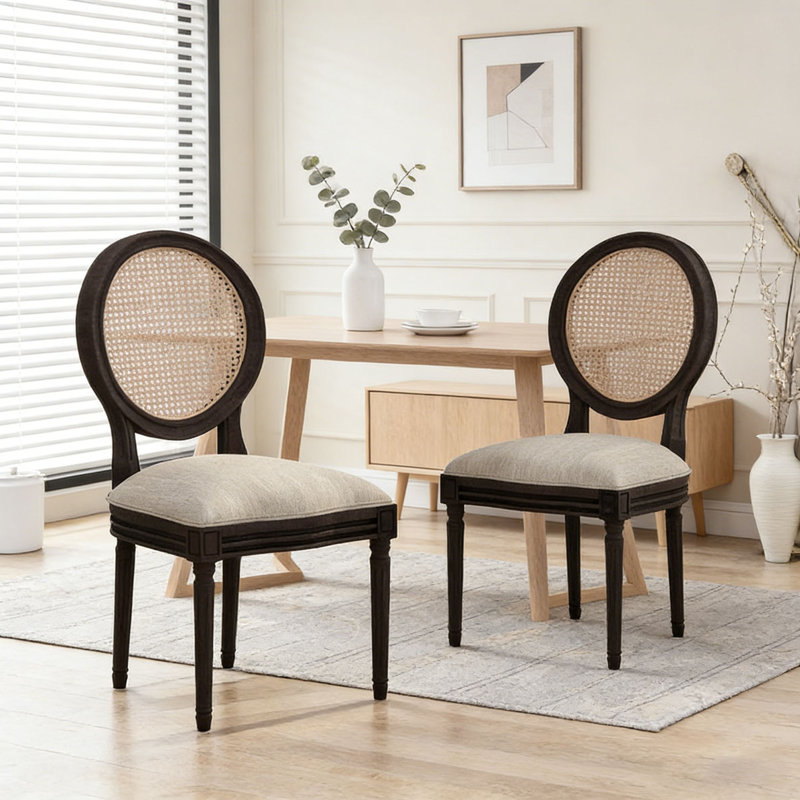Chaise de salle à manger, Beige, Noir