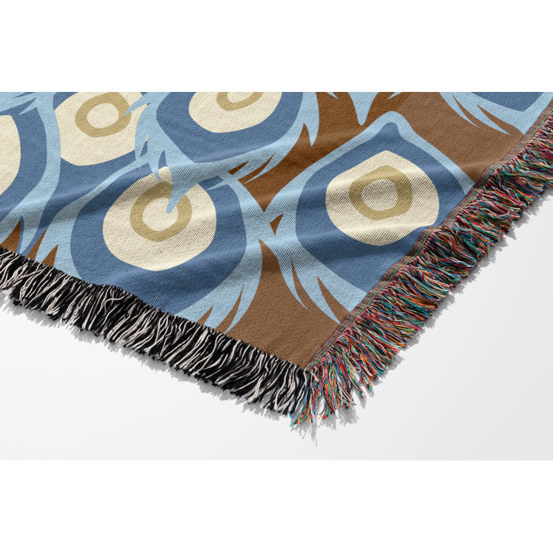 Jeté en mélange de coton Nivo Peacock, L 70 po x l 50 po, Brun rouille