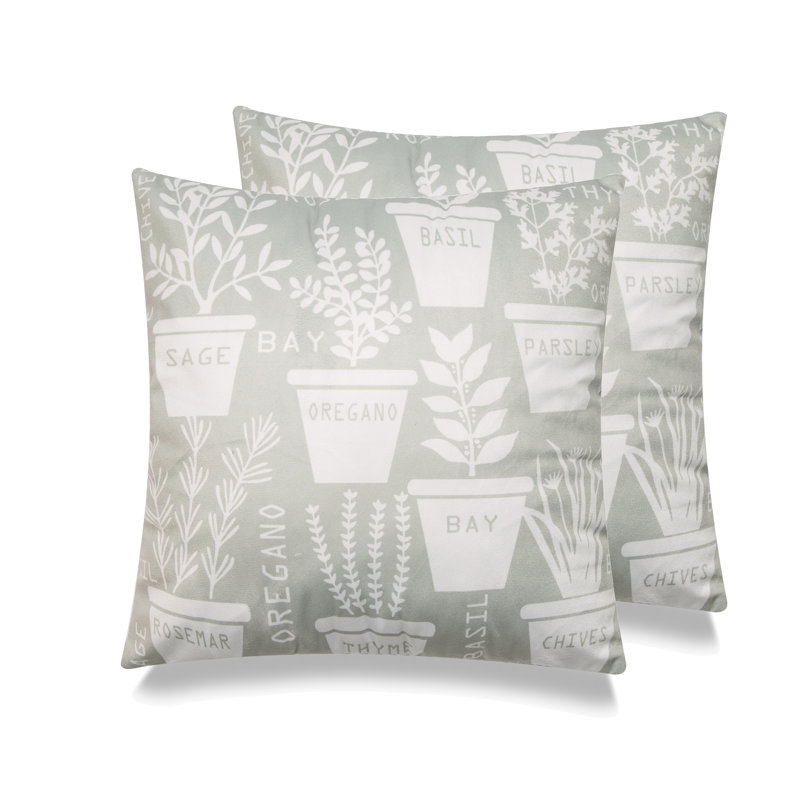 Housse de coussin Herb, Gris / Blanc