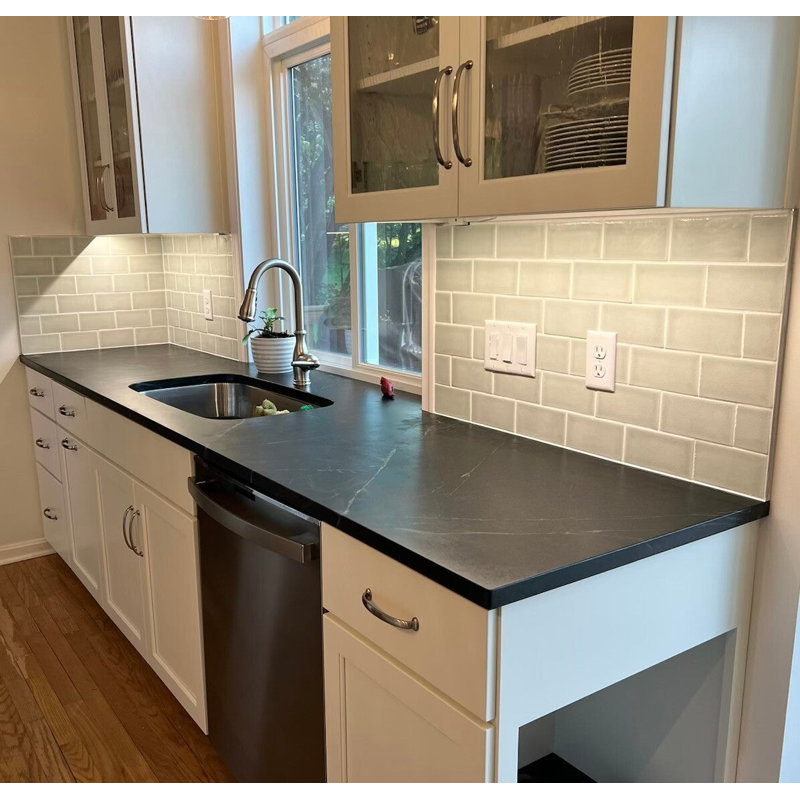 Nabi Subway 3X6 Crackled Glossy Glass Tile, Tundra Gray