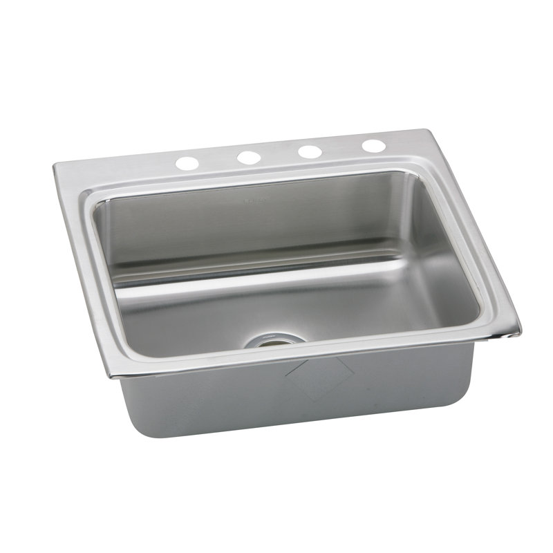 Gourmet 25" L x 22" W Lustertone Singer Bowl Kitchen Sink, 0 hole