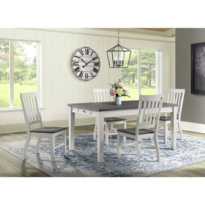 Forreston Way 5-Piece Dining Set With Rectangle Table And 4 Wood Side Chairs, Antique White/Gray -  Red Barrel StudioÂ®, BBDAA1C5BB4F492AB4E7350D0756FC1B