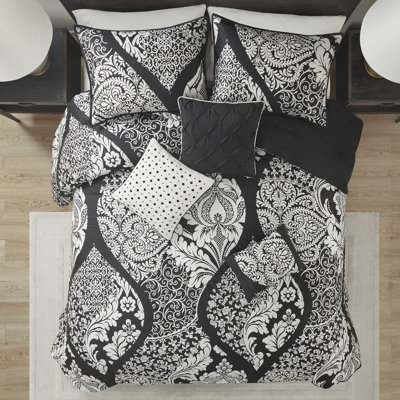 Édredon 7 pièces - très grand noir avec détails en coton imprimé
