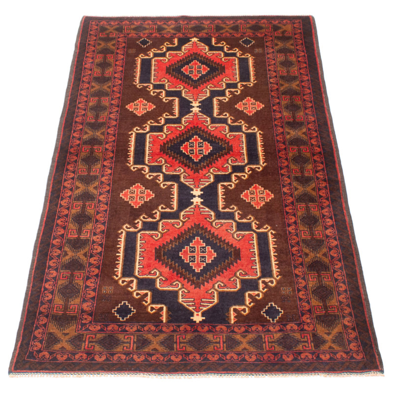Tapis brun foncé Teimani 3 pi 8 po x 7 pi 0 po