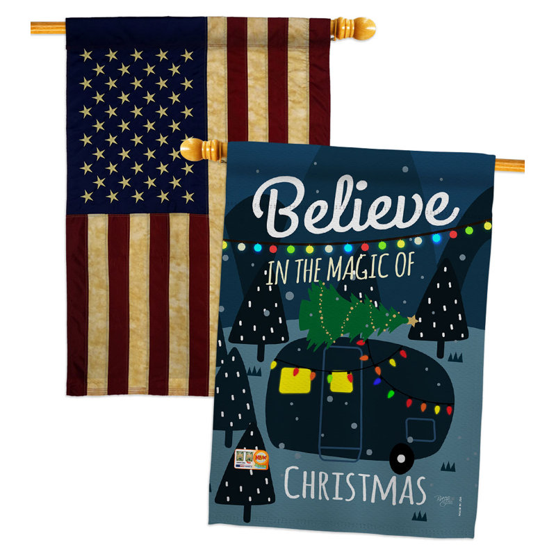 Double Sided 40'' H x 28'' W Polyester Christmas House Flag