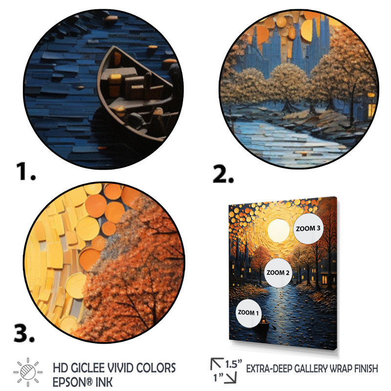 «Yellow Canal Golden Hour Glow I», reproduction sur toile, Cadre photo noir, H 40 po x l 30 po x P 1,5 po