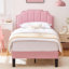 Lit simple avec tête de lit capitonnée réglable, lit plateforme, sommier à ressorts, aucun sommier requis-1819051357-1819051356