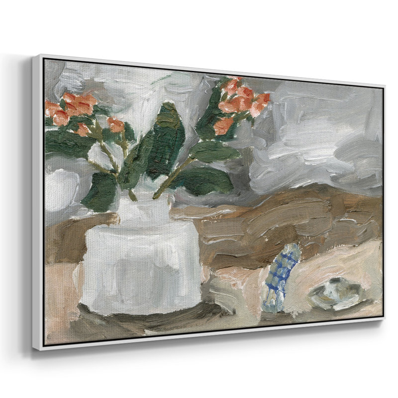 Vase de fleurs roses III, H 17 po x l 25 po x P 2 po, Blanc