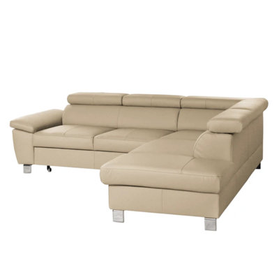 Alfreddie Leather Corner Sofa with Sleeping Function and Storage
