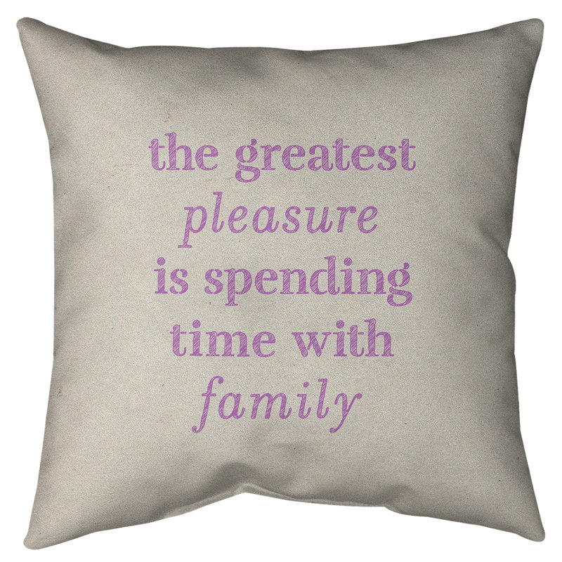 Coussin décoratif intérieur/extérieur pour l’amour et la famille, 16 po x 1 po, Blanc / violet