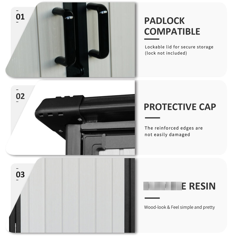 Remise extérieure en résine: armoire imperméable et verrouillable pour les vélos, le patio et le rangement efficace - Armoire offerte en masse: avec portes imperméables, protégées