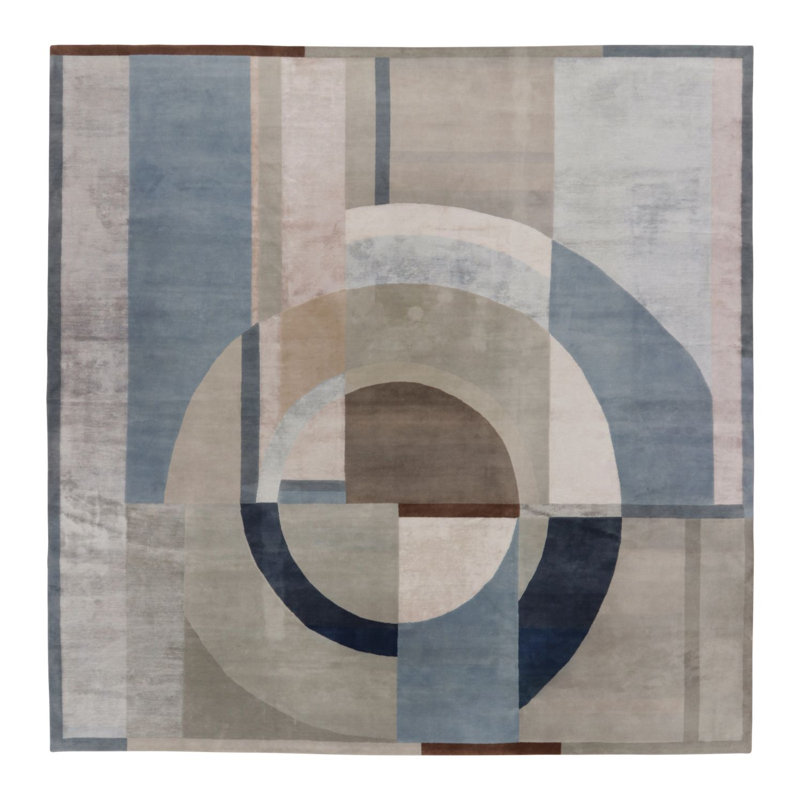 Mid Century Modern Handmade Wool Area Rug