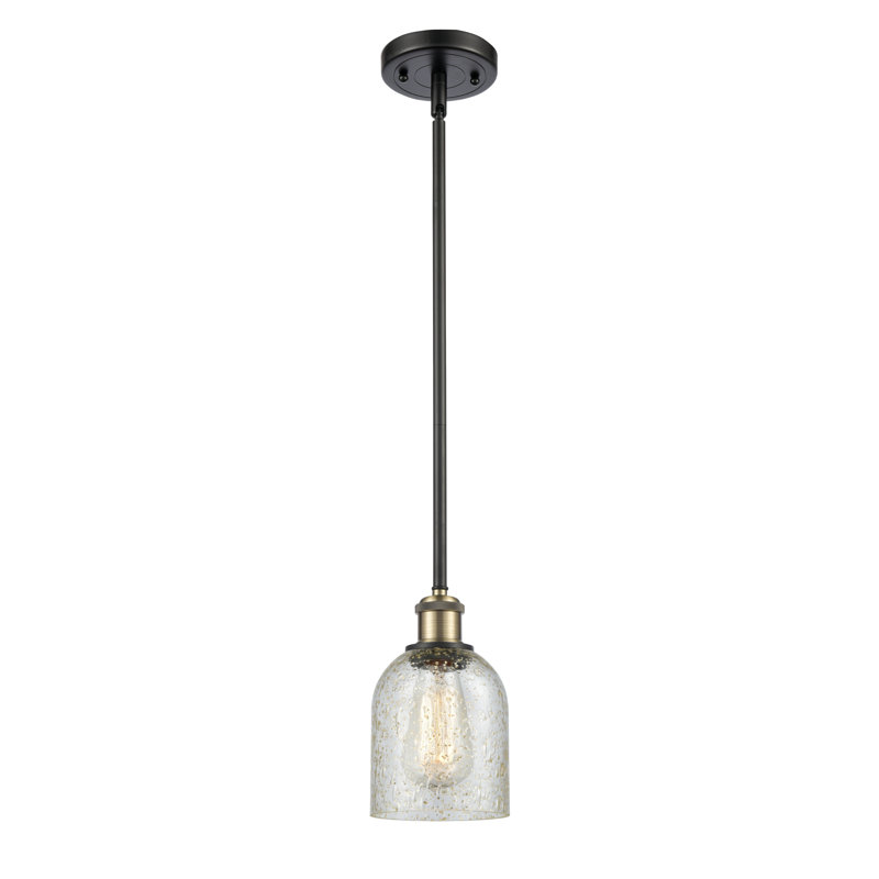 Odele 1 - Light Single Pendant, 6 Watt Vinage LED Bulb, Mica, Black Antique Brass