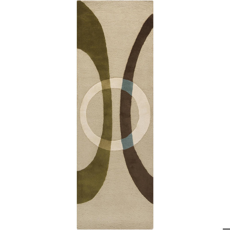 Bense Garza Tan Area Rug, Runner 2'6" x 7'6", Brown/Cream/Green/Tan