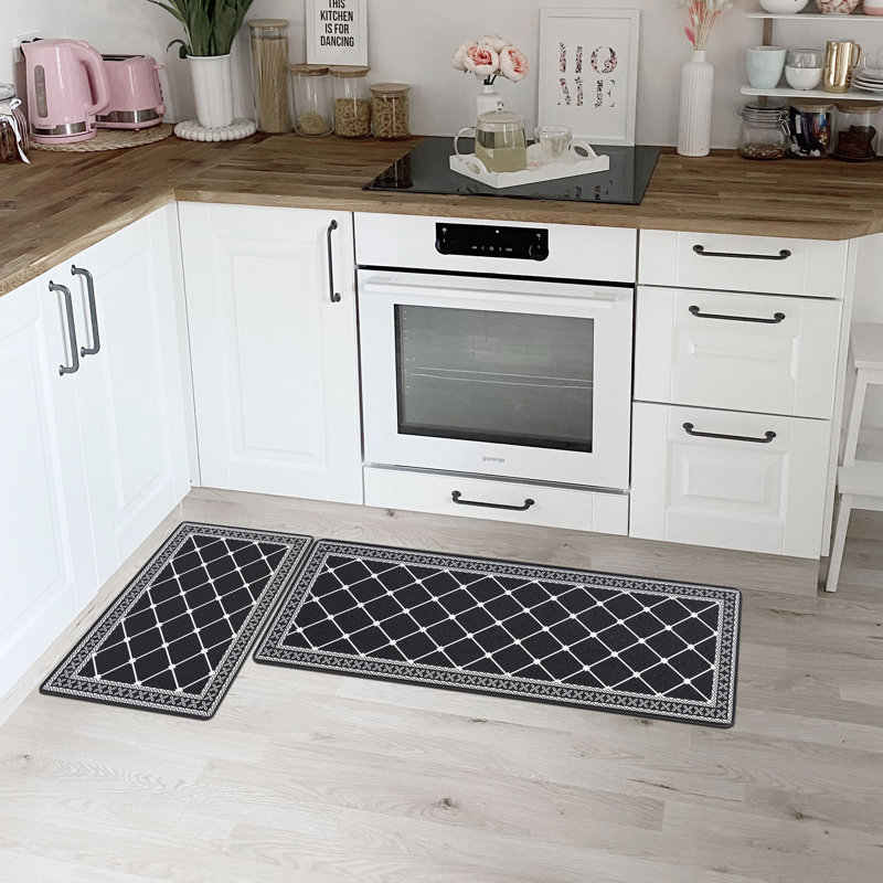 Tapis et tapis de cuisine Arleht, Noir, Tapis de couloir 17 po x 28 po + 17 po x 48 po
