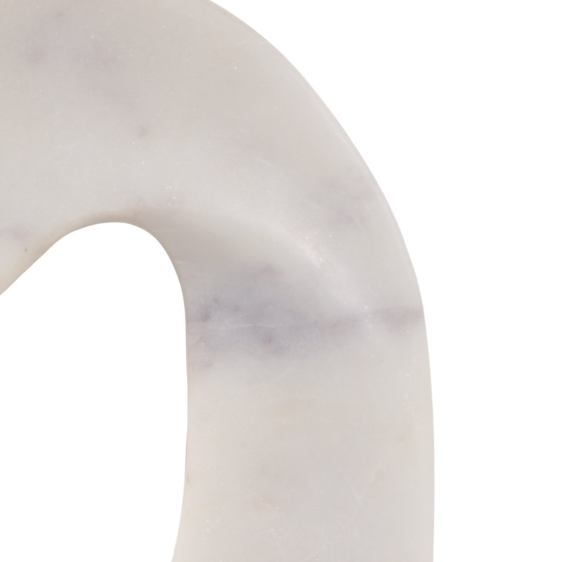 Sculpture élégante en anneau sculpté en marbre - Figurine intemporelle pour décoration intérieure - Statue décorative pour décorations de salon - 13 po, blanc