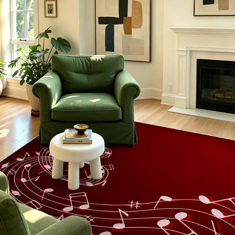 Tapis d'intérieur rouge lavable à la machine, en forme de sapin de Noël triple, Rectangle 39" x 63"